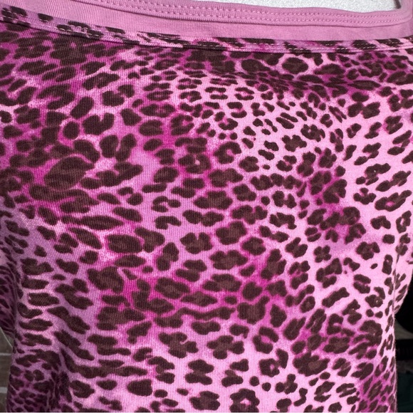 Leopard Pink Y2K Mcbling Women’s XL Stretch Animal Print 2000s Camisole - Picture 3 of 6